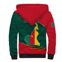 Personalised Cameroon Sherpa Hoodie Cameroun Coat Of Arms Mix African Pattern - Wonder Print Shop