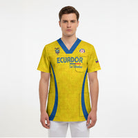 Custom Ecuador 2026 World Football Scrub Top La Tri Go Champion Yellow Edition