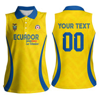 Custom Ecuador 2026 World Football Women Sleeveless Polo Shirt La Tri Go Champion Yellow Edition