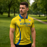 Custom Ecuador 2026 World Football Zipper Polo Shirt La Tri Go Champion Yellow Edition