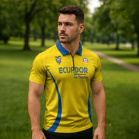 Custom Ecuador 2026 World Football Zipper Polo Shirt La Tri Go Champion Yellow Edition