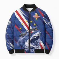 Custom World Football 2026 Cabo Verde Bomber Puffer Jacket Tubaroes Azuis Victory