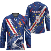 Custom World Football 2026 Cabo Verde Hockey Jersey Tubaroes Azuis Victory