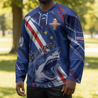 Custom World Football 2026 Cabo Verde Hockey Jersey Tubaroes Azuis Victory