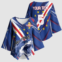 Custom World Football 2026 Cabo Verde Kimono Sleeve Blouse Tubaroes Azuis Victory