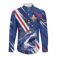 Custom World Football 2026 Cabo Verde Long Sleeve Button Shirt Tubaroes Azuis Victory