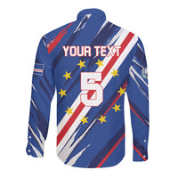 Custom World Football 2026 Cabo Verde Long Sleeve Button Shirt Tubaroes Azuis Victory