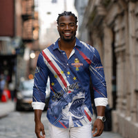Custom World Football 2026 Cabo Verde Long Sleeve Button Shirt Tubaroes Azuis Victory