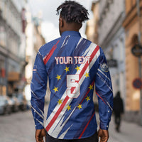 Custom World Football 2026 Cabo Verde Long Sleeve Button Shirt Tubaroes Azuis Victory