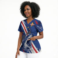 Custom World Football 2026 Cabo Verde Scrub Top Tubaroes Azuis Victory