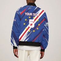 Custom World Football 2026 Cabo Verde Sleeve Zip Bomber Jacket Tubaroes Azuis Victory