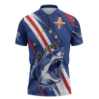 Custom World Football 2026 Cabo Verde Zipper Polo Shirt Tubaroes Azuis Victory