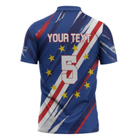 Custom World Football 2026 Cabo Verde Zipper Polo Shirt Tubaroes Azuis Victory