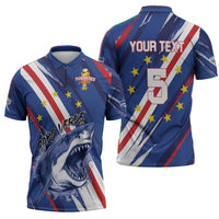 Custom World Football 2026 Cabo Verde Zipper Polo Shirt Tubaroes Azuis Victory