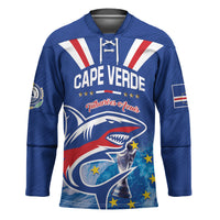 Custom Cape Verde Football 2026 Blue Shark Hockey Jersey Go Champions