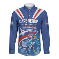 Custom Cape Verde Football 2026 Blue Shark Long Sleeve Button Shirt Go Champions