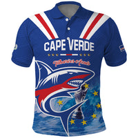 Custom Cape Verde Football 2026 Blue Shark Polo Shirt Go Champions