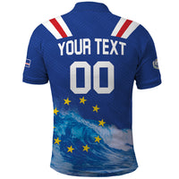Custom Cape Verde Football 2026 Blue Shark Polo Shirt Go Champions