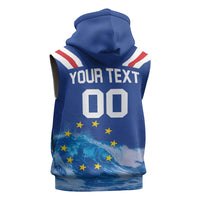 Custom Cape Verde Football 2026 Blue Shark Sleeveless Zip Hoodie Go Champions