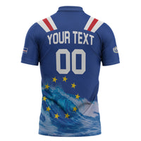 Custom Cape Verde Football 2026 Blue Shark Zipper Polo Shirt Go Champions