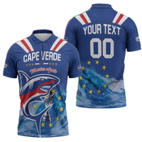 Custom Cape Verde Football 2026 Blue Shark Zipper Polo Shirt Go Champions