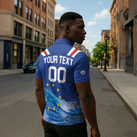 Custom Cape Verde Football 2026 Blue Shark Zipper Polo Shirt Go Champions