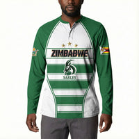 Custom Zimbabwe Rugby 3rd Africa Cup Button Sweatshirt The Sables Back-to-Back Champions