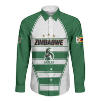 Custom Zimbabwe Rugby 3rd Africa Cup Long Sleeve Button Shirt The Sables Back-to-Back Champions