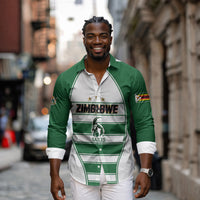 Custom Zimbabwe Rugby 3rd Africa Cup Long Sleeve Button Shirt The Sables Back-to-Back Champions