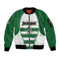 Custom Zimbabwe Rugby 3rd Africa Cup Sleeve Zip Bomber Jacket The Sables Back-to-Back Champions