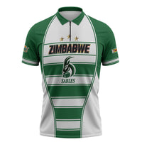 Custom Zimbabwe Rugby 3rd Africa Cup Zipper Polo Shirt The Sables Back-to-Back Champions