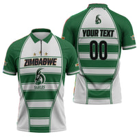 Custom Zimbabwe Rugby 3rd Africa Cup Zipper Polo Shirt The Sables Back-to-Back Champions