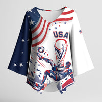 Personalized Soccer USA Kimono Sleeve Blouse US Dynamic Stylized