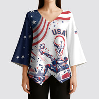 Personalized Soccer USA Kimono Sleeve Blouse US Dynamic Stylized