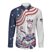 Personalized Soccer USA Long Sleeve Button Shirt US Dynamic Stylized