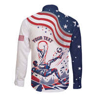 Personalized Soccer USA Long Sleeve Button Shirt US Dynamic Stylized
