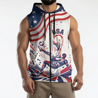 Personalized Soccer USA Sleeveless Zip Hoodie US Dynamic Stylized