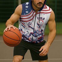 Personalized Soccer USA Sleeveless Zip Hoodie US Dynamic Stylized