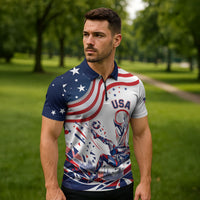 Personalized Soccer USA Zipper Polo Shirt US Dynamic Stylized