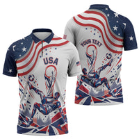Personalized Soccer USA Zipper Polo Shirt US Dynamic Stylized