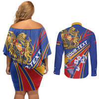Armenia Couples Matching Off Shoulder Short Dress and Long Sleeve Button Shirt Mek Azg Mek Mshakouyt - Wonder Print Shop
