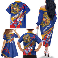 Armenia Family Matching Off The Shoulder Long Sleeve Dress and Hawaiian Shirt Mek Azg Mek Mshakouyt - Wonder Print Shop