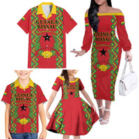 Guinea-Bissau Family Matching Off The Shoulder Long Sleeve Dress and Hawaiian Shirt Unidade Luta Progresso - Wonder Print Shop
