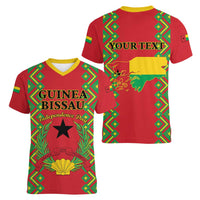Guinea-Bissau Women V-Neck T-Shirt Unidade Luta Progresso - Wonder Print Shop