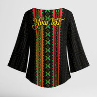 Personalized Mali Bogolanfini African Pattern Kimono Sleeve Blouse