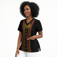 Personalized Mali Bogolanfini African Pattern Scrub Top