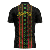 Personalized Mali Bogolanfini African Pattern Zipper Polo Shirt