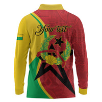 Personalized Guinea-Bissau Long Sleeve Polo Shirt Happy Independence Day