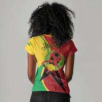 Personalized Guinea-Bissau Women V-Neck T-Shirt Happy Independence Day