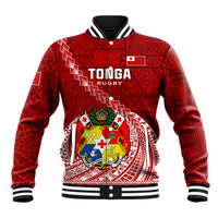 Tonga Rugby Baseball Jacket Tongan Ngatu Pattern White Version - Wonder Print Shop